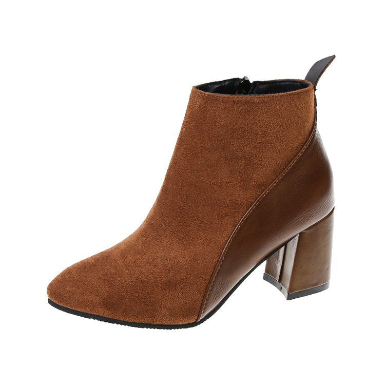 Damen modische und elegante Ankle-Boots mit trendigem Blockabsatz W&W Mode