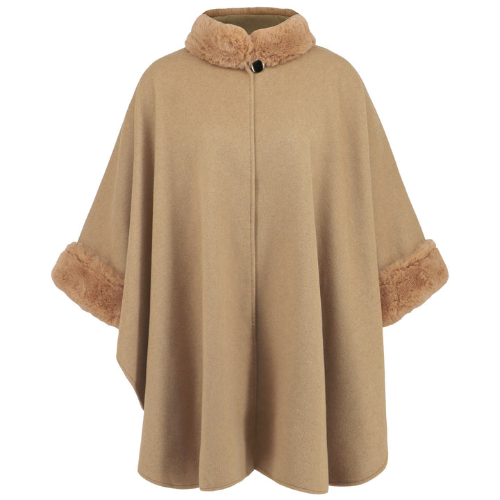 Damen Übergroße Umarmende Poncho mit Kuschelfutter W&W Mode