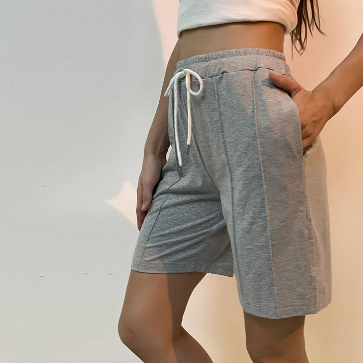 Damen Baumwoll-Shorts mit elastischem Bund und praktischen Taschen W&W Mode