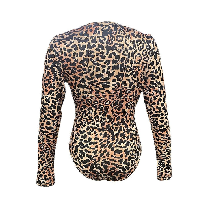 Damen Langarm Body mit aufregendem Leopardenmuster W&W Mode