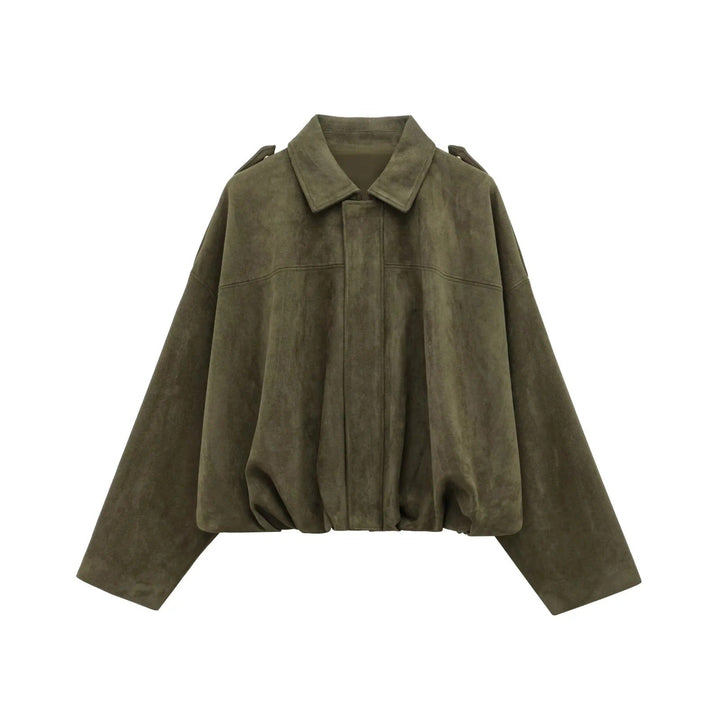 Damen lässige Bomberjacke mit drei-dimensionalem Effekt und hohem Kragen W&W Mode
