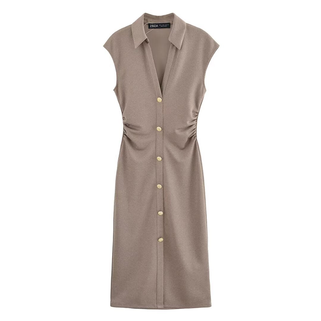 Damen Hemdblusenkleid mit edlen Knopfdetails und elegantem Schnitt W&W Mode