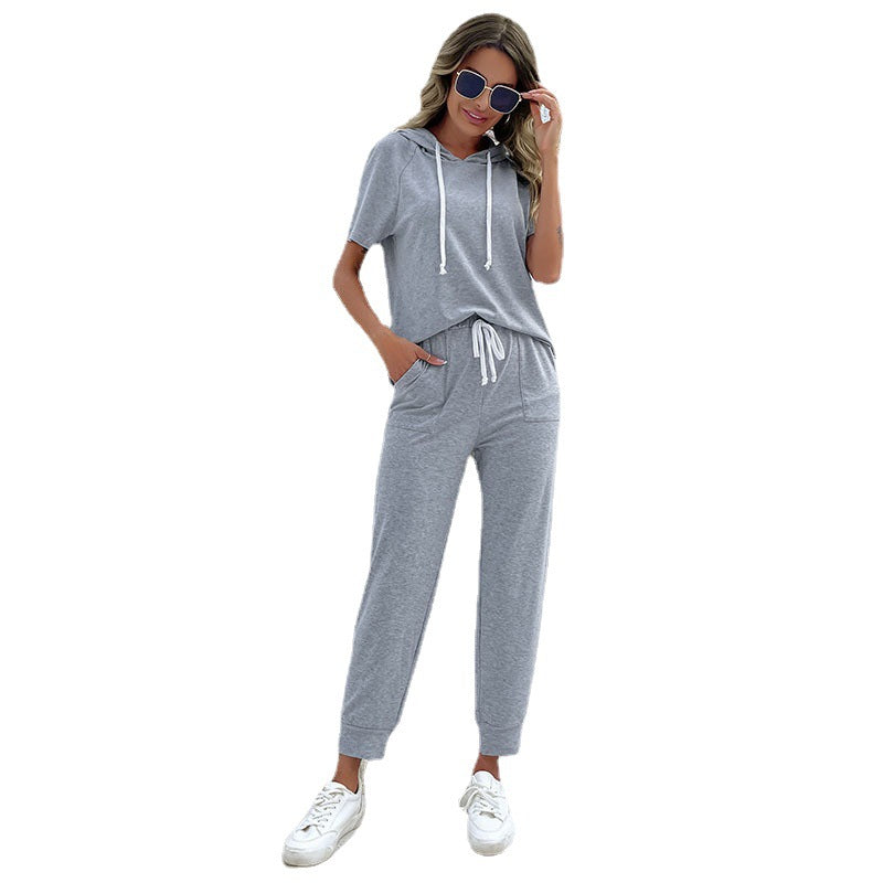 Damen Jumpsuit mit bequemem Kordelzug und lässigem Kurzarmdesign W&W Mode