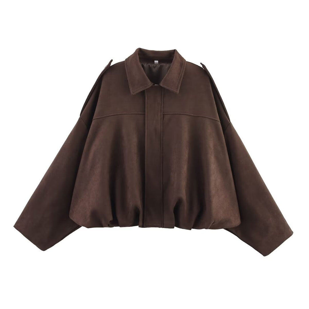 Damen Oversized Jacke mit lässiger Schnittführung und abnehmbaren Kragen W&W Mode