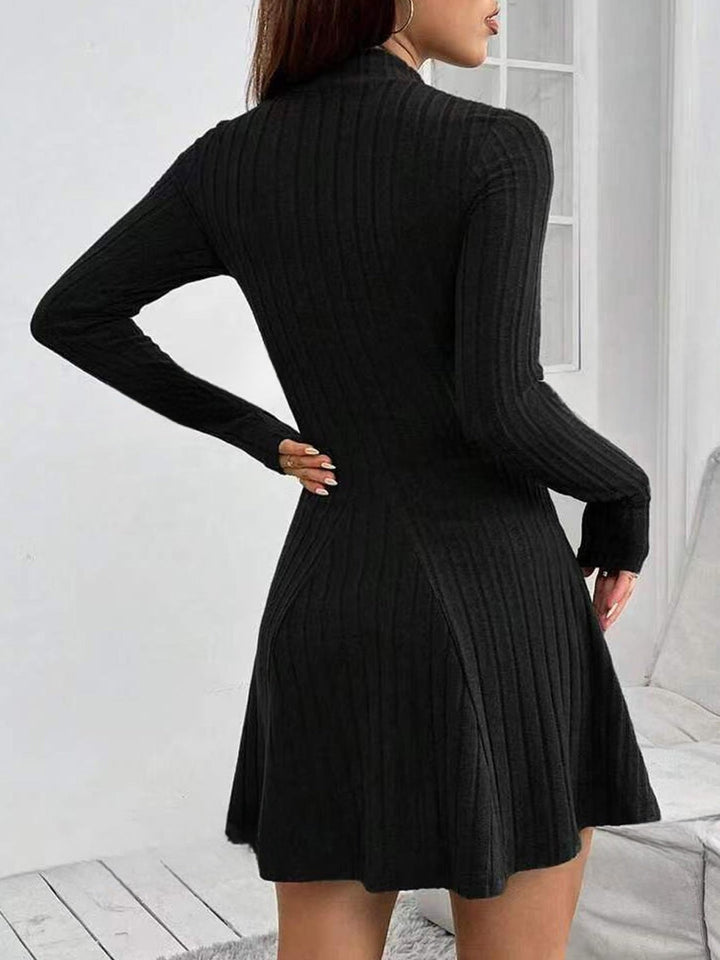 Damen Strickkleid mit strukturiertem Design und langem Ärmel W&W Mode