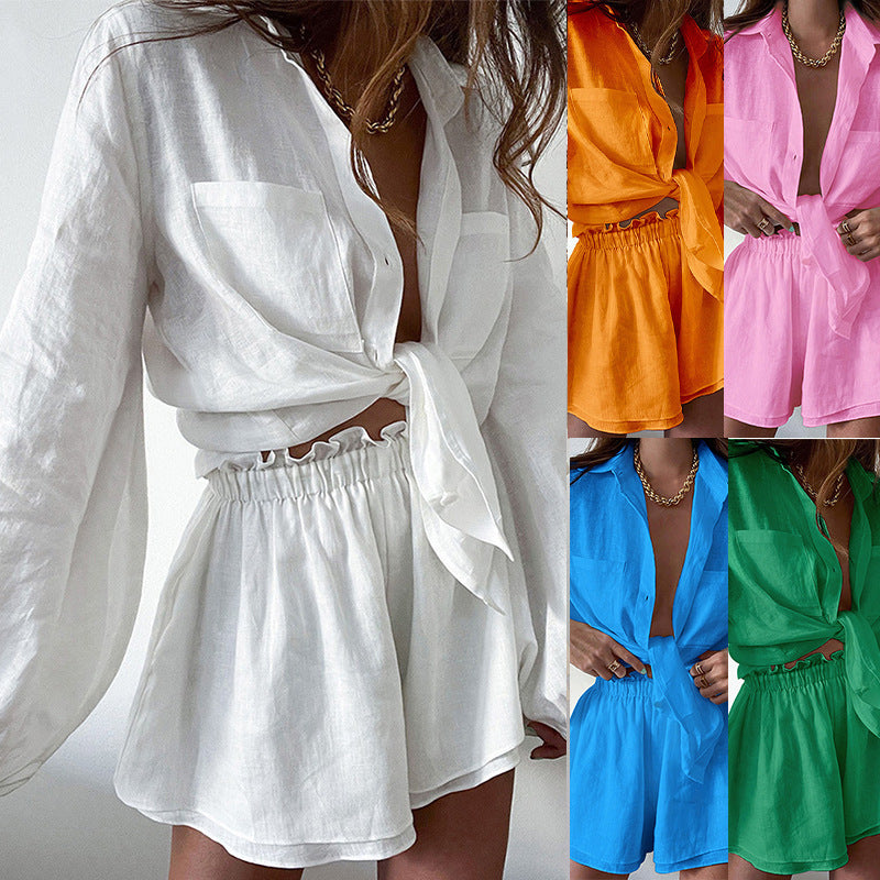 Damen Set mit innovativem Oberteil und Shorts W&W Mode
