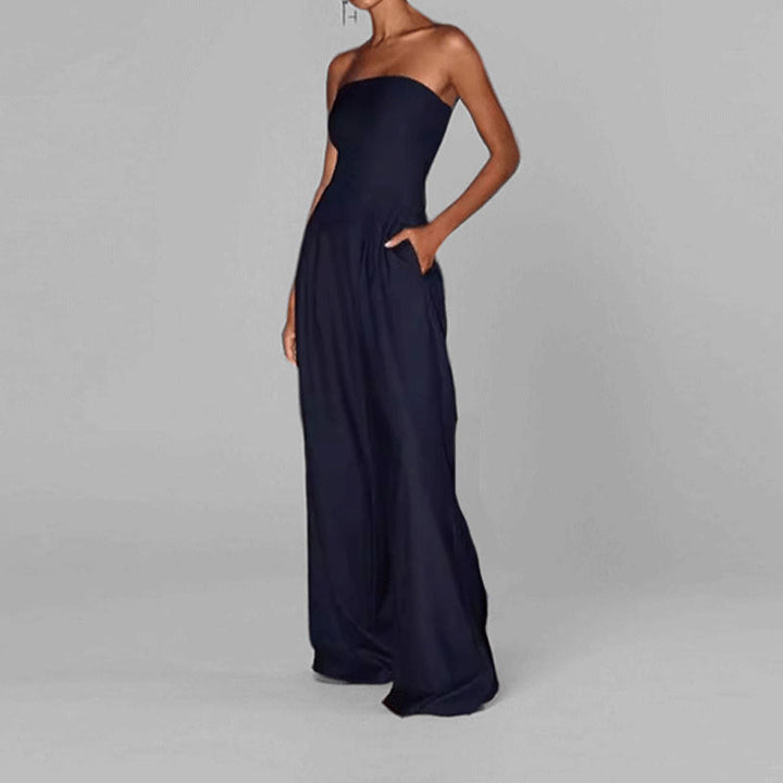 Damen Jumpsuit mit elegantem schulterfreiem Design und weitem Bein W&W Mode