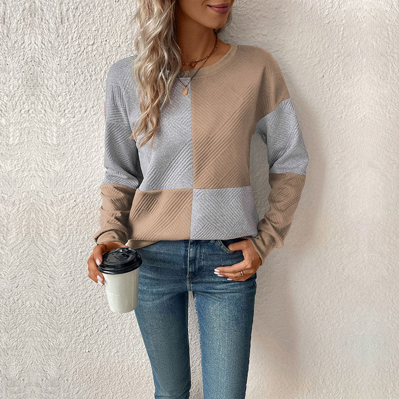 Damen lässiges Sweatshirt mit geometrischem Muster und trendigem Schnitt W&W Mode