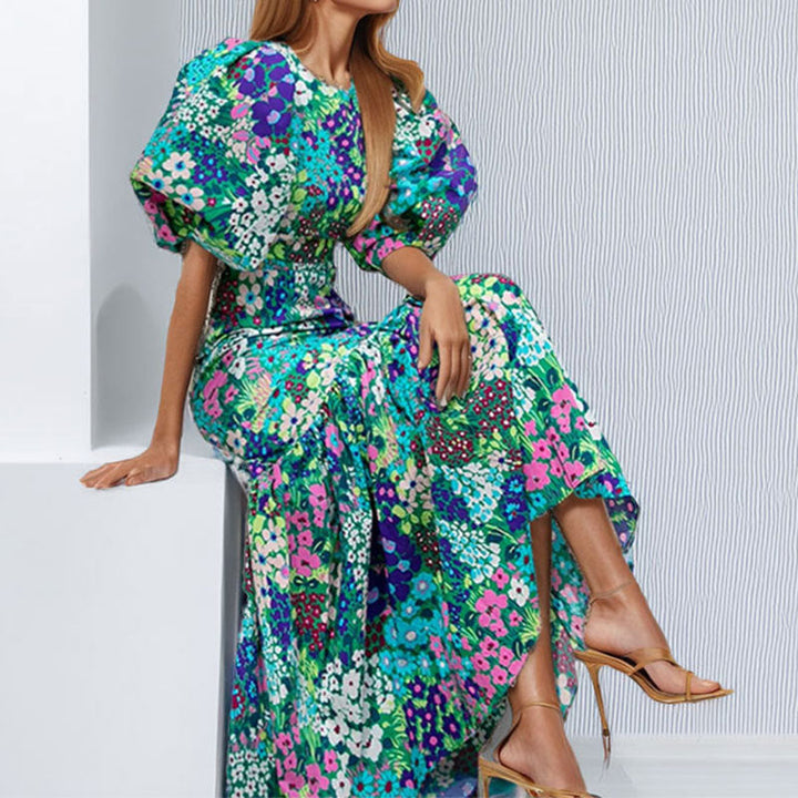 Damen Maxikleid mit voluminösen Ärmeln und eleganter Rüschendetail W&W Mode
