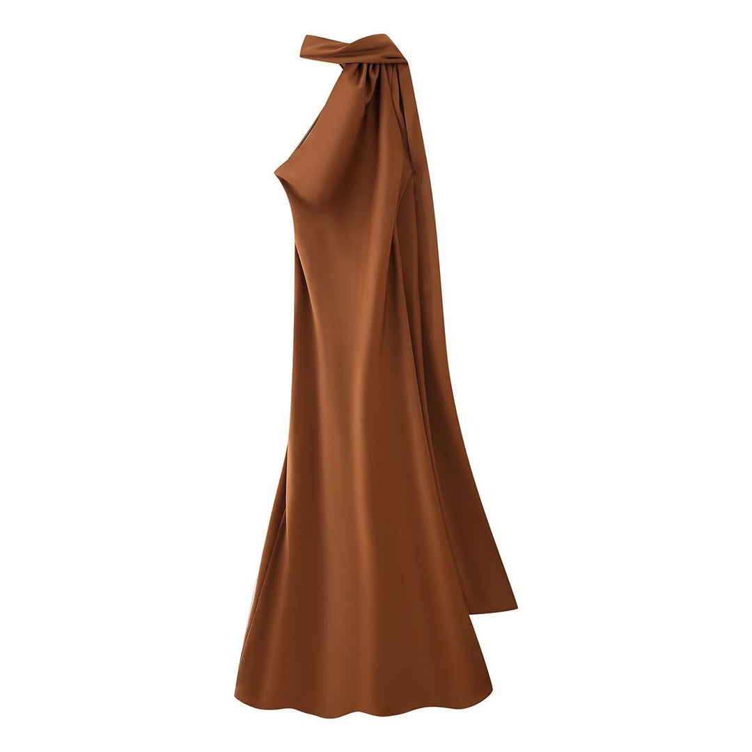 Damen Maxikleid mit asymmetrischem Schnitt und fließendem Stoff W&W Mode