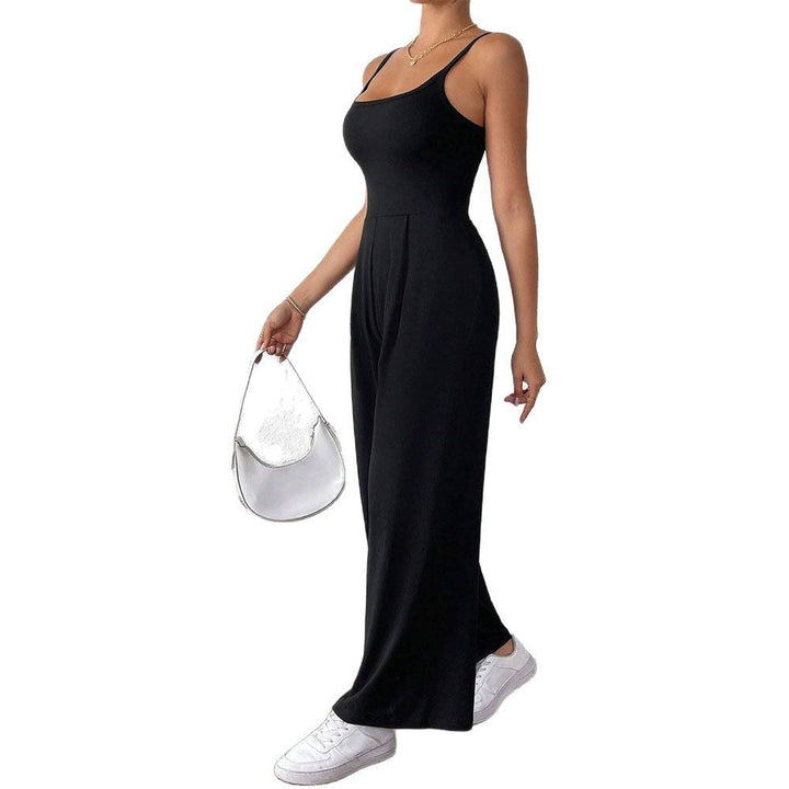 Damen legerer Jumpsuit mit schmalen Spaghetti-Trägern und fließendem Schnitt W&W Mode