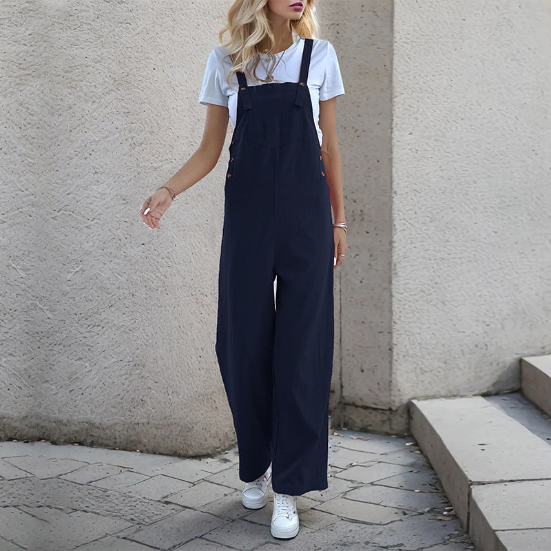 Damen Latzhose im relaxierten Palazzo-Stil mit praktischen Taschen und verstellbaren Trägern W&W Mode