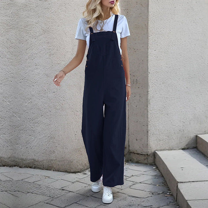 Damen Latzhose im relaxierten Palazzo-Stil mit praktischen Taschen und verstellbaren Trägern W&W Mode