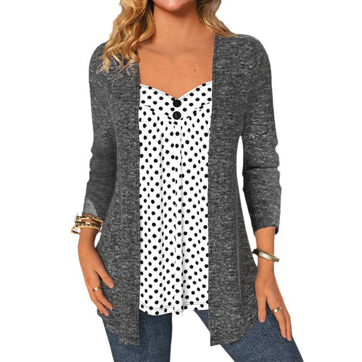 Damen Cardigan mit glänzender Oberfläche und lässigem Fall W&W Mode