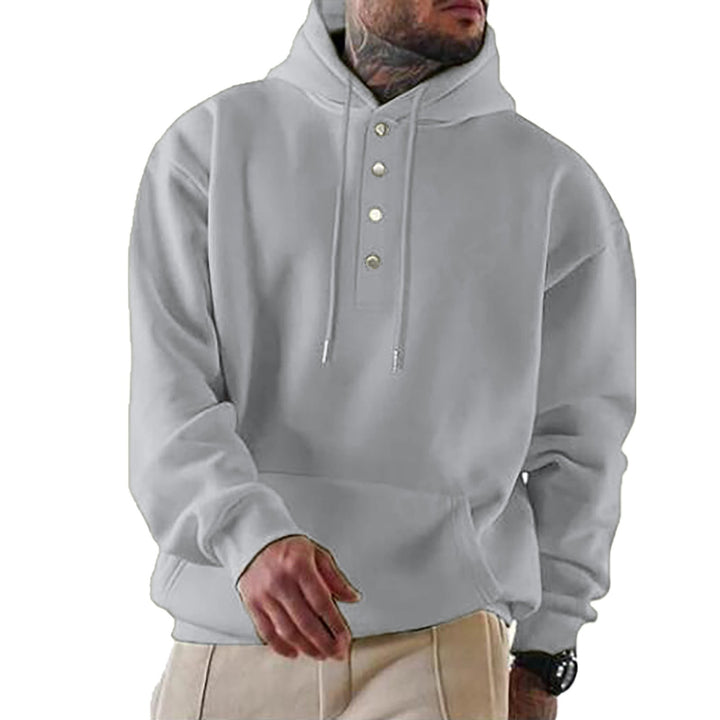 Herren Kapuzenpullover mit Knopfleiste und lässigem Schnitt W&W Mode