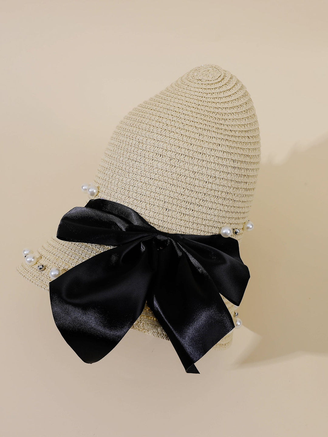 Damen Eleganter Strohhut mit breiter Krempe und dekorativem Satinband W&W Mode