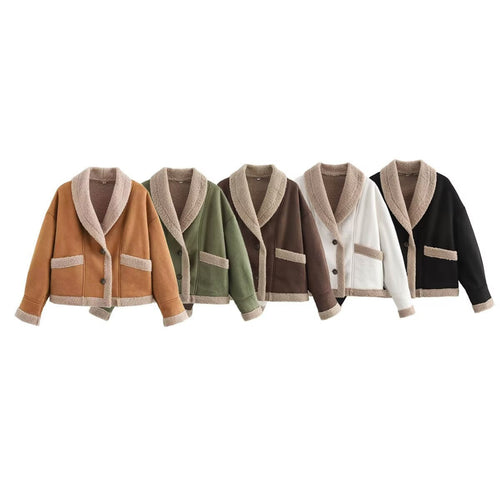 Damen kuschelige Oversized-Jacke mit weichem Innenfutter und eleganter Knopfleiste W&W Mode