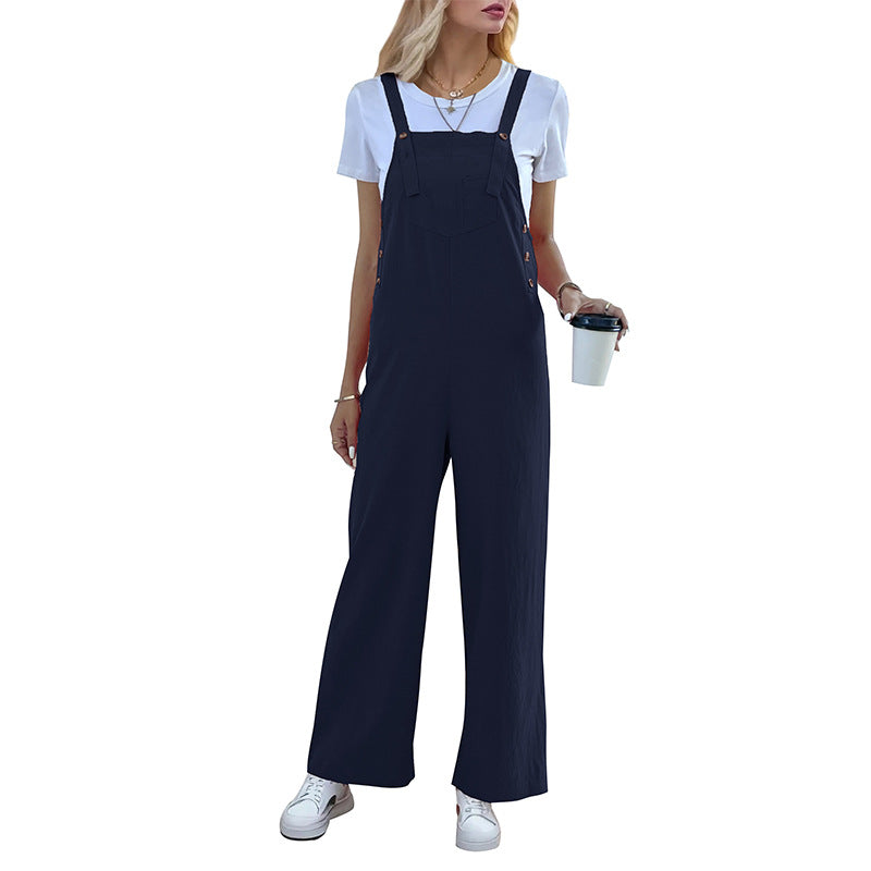 Damen Latzhose im relaxierten Palazzo-Stil mit praktischen Taschen und verstellbaren Trägern W&W Mode
