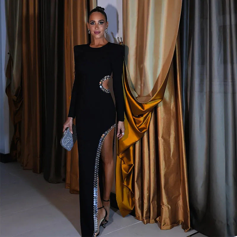Damen Abendkleid mit asymmetrischem Schnitt und glitzernden Akzenten W&W Mode