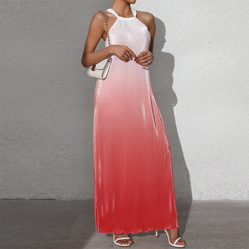W&W Mode | Gradient Spaghetti-Träger A-Linie Lange Kleid