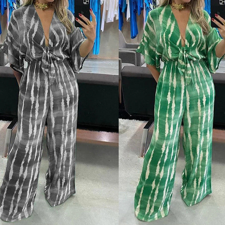 Damen Jumpsuit mit eleganten Kimono-Ärmeln und taillierbarem Bindegürtel W&W Mode