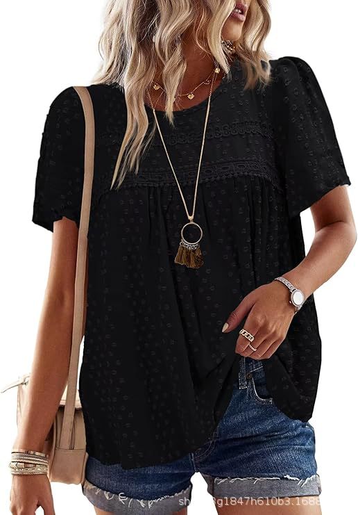 Damen Bluse mit besticktem Kragen und Rüschendetails W&W Mode