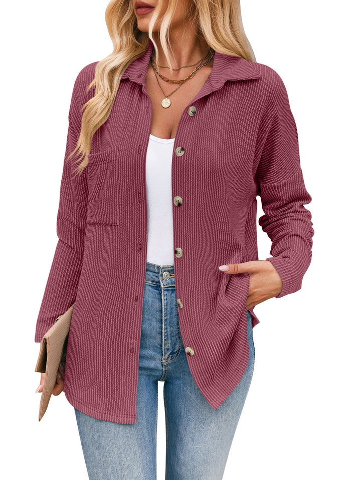 Damen lässige Strickjacke mit Knopfleiste W&W Mode