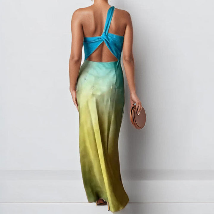 Damen Maxikleid mit asymmetrischem Schnitt und schickem Satin-Finish W&W Mode