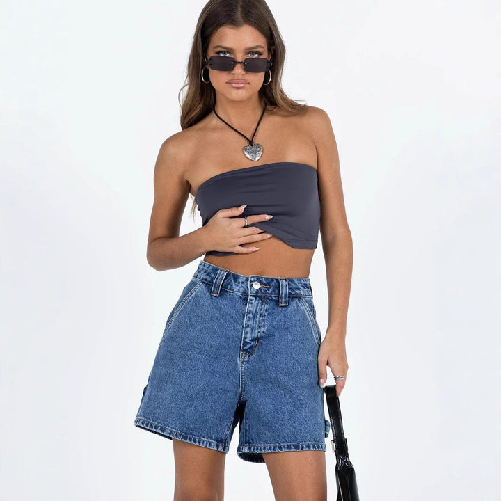 Damen High-Waisted Denim Shorts mit lässigem Schnitt W&W Mode