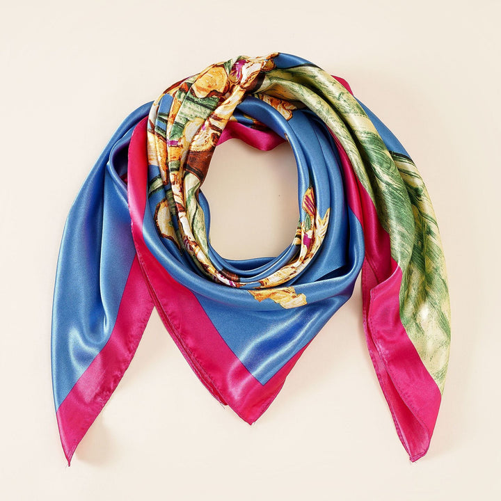 Damen Seidenschal mit kunstvollem floralem Design und luxuriösem Glanz W&W Mode