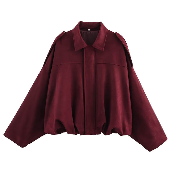 Damen Oversized Jacke mit lässiger Schnittführung und abnehmbaren Kragen W&W Mode