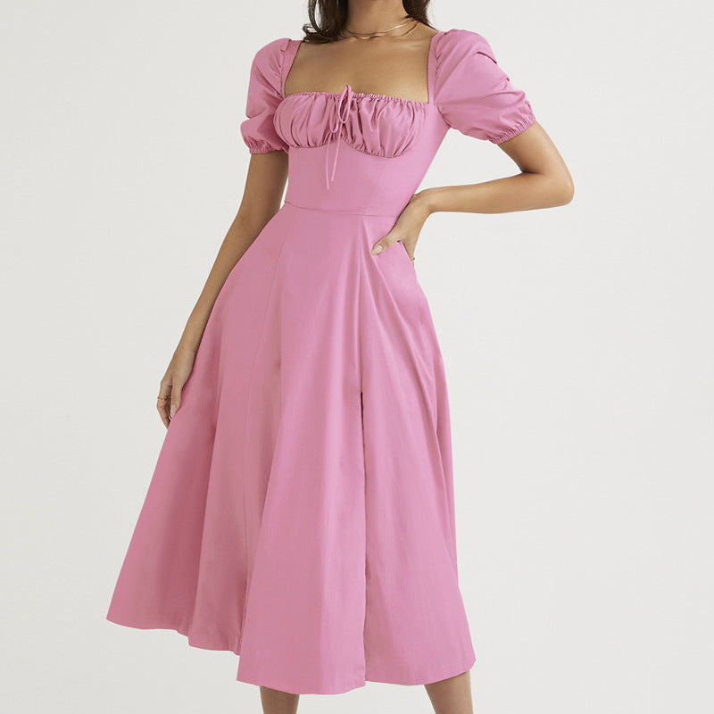 Damen Maxikleid mit schulterfreier Silhouette und raffinierten Puffärmeln W&W Mode