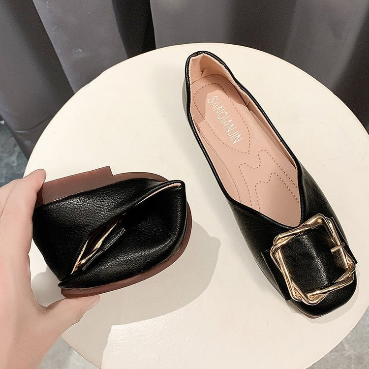 Damen Ballerinas mit dekorativer Schnalle und luxuriösem Innenfutter W&W Mode