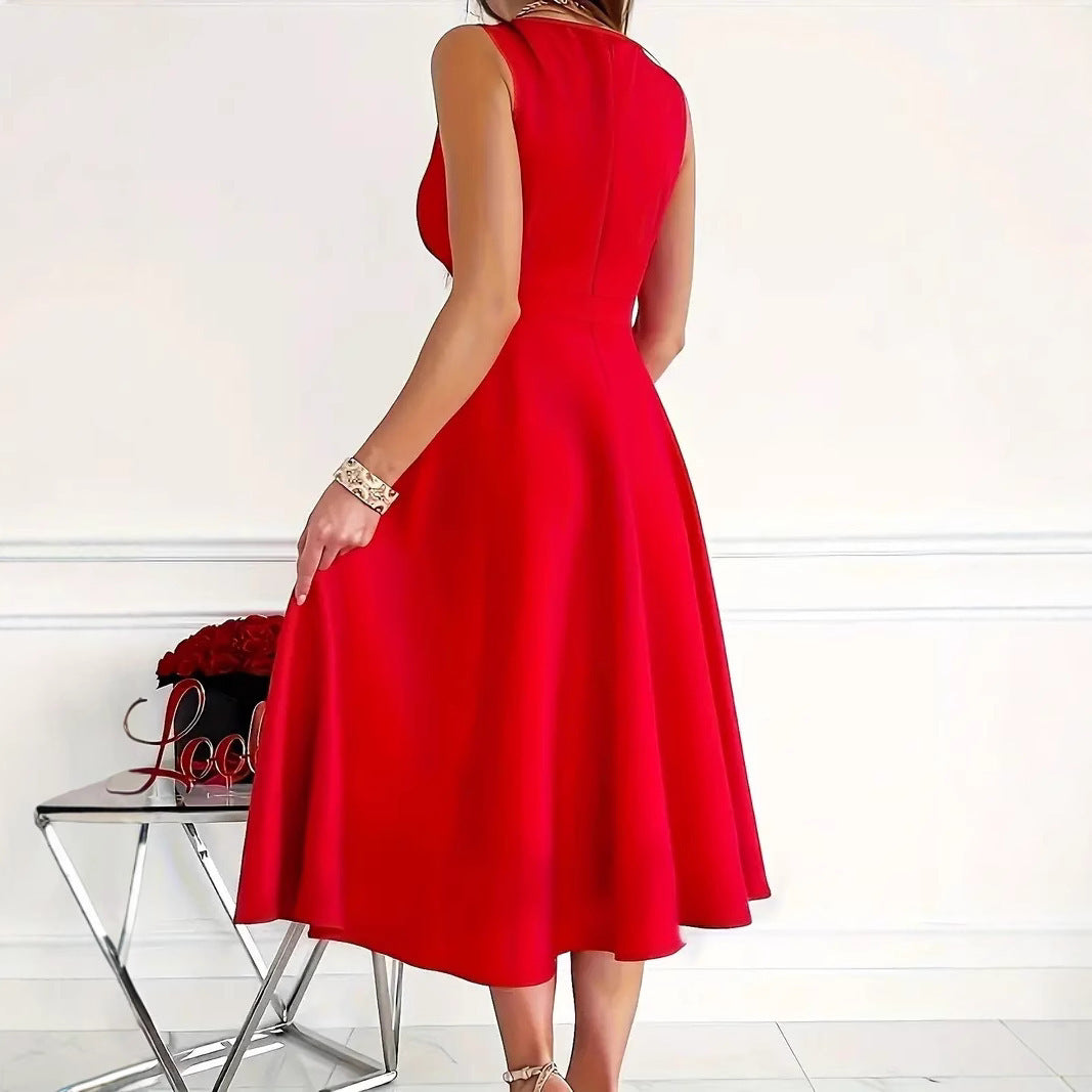 W&W Mode | Einfarbiges Tankkleid Asymmetrischer Ausschnitt Kleid