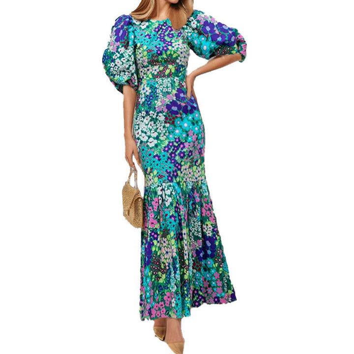Damen Maxikleid mit voluminösen Ärmeln und eleganter Rüschendetail W&W Mode