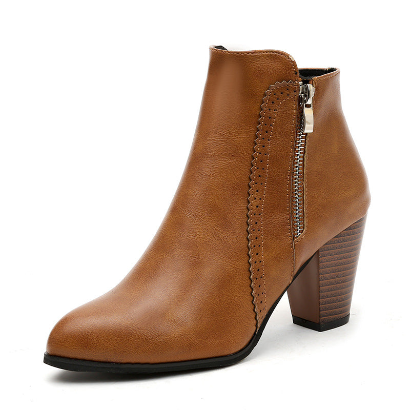 Damen elegante Stiefeletten mit modischem Reißverschluss und hochwertiger Sohle W&W Mode