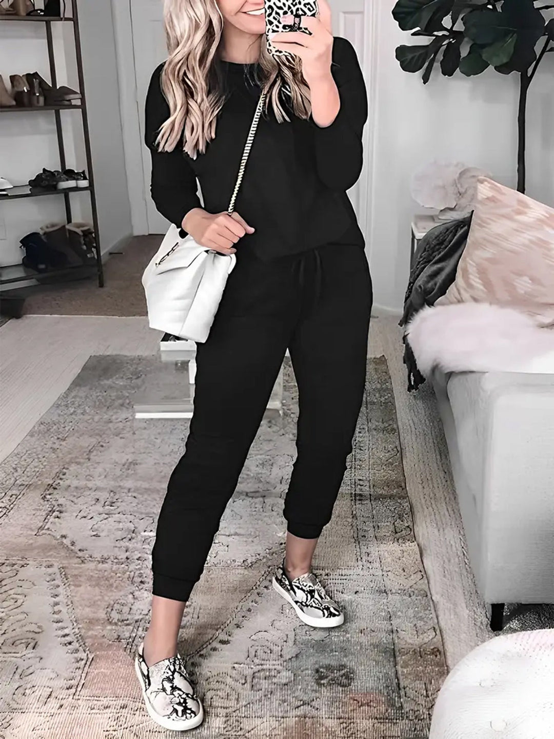 Damen bequemer Freizeitanzug mit elastischem Bund und modischem Schnitt W&W Mode