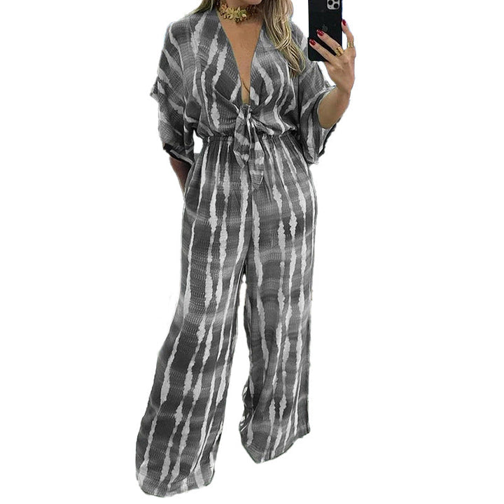 Damen Jumpsuit mit eleganten Kimono-Ärmeln und taillierbarem Bindegürtel W&W Mode
