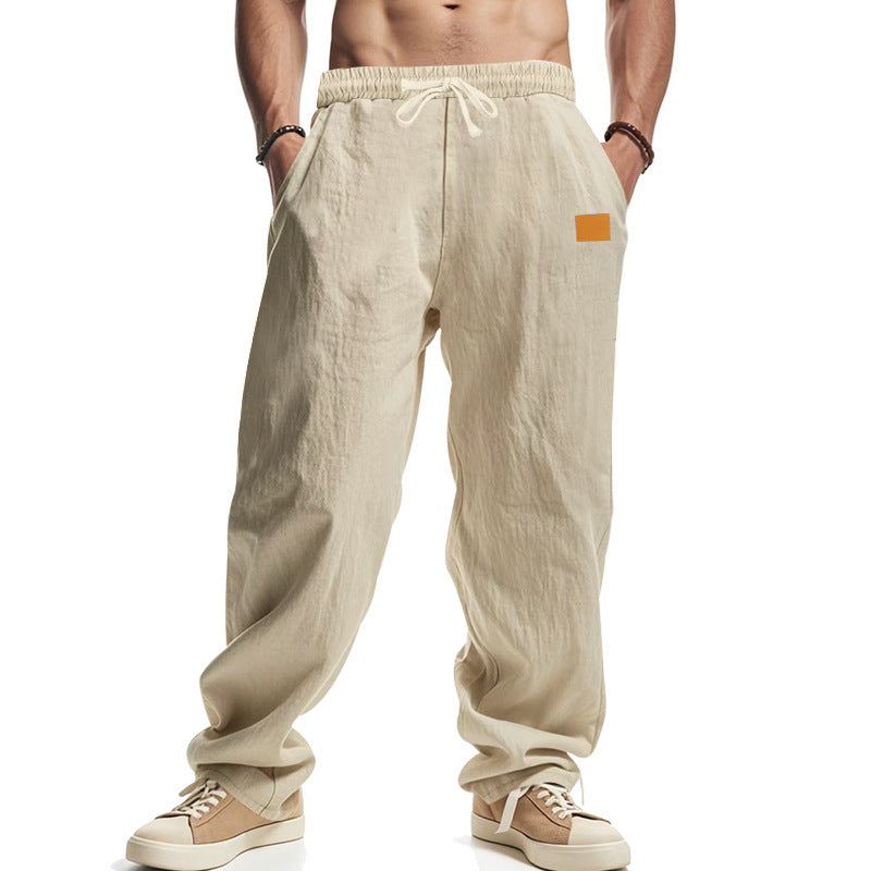 Herren lässige Leinen-Hose mit elastischem Bund und praktischen Taschen W&W Mode