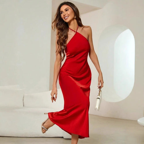 W&W Mode | Satin Slip Sexy Abend Lang Kleid