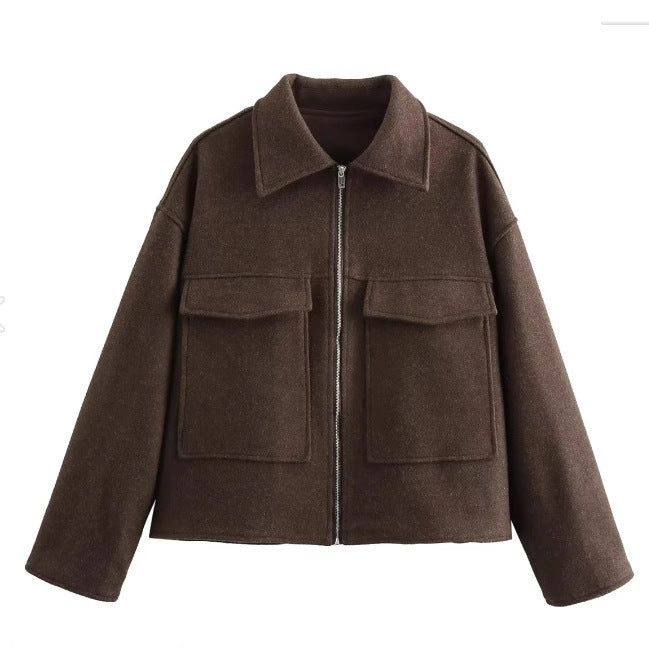 Damen hochschneiderte Jacke mit praktischen Pattentaschen und weichem Wollmix W&W Mode