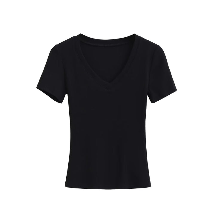 Damen V-Ausschnitt T-Shirt aus hochwertiger Baumwolle mit bequemer Passform W&W Mode