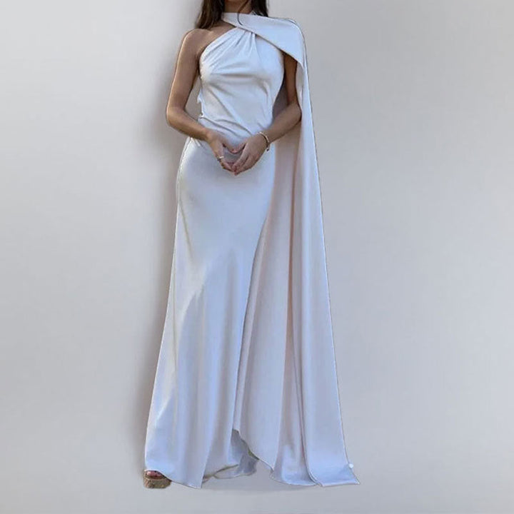 Damen Elegantes Abendkleid mit asymmetrischem Design und weichem Umhang W&W Mode