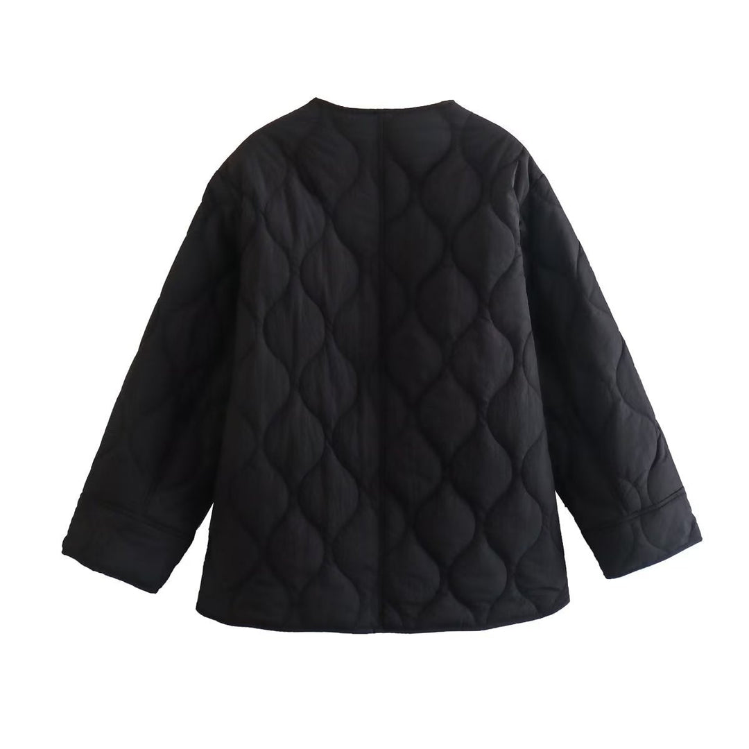 W&W Mode | Gepolsterte Jacke Damen, Leichtes Übergröße Modell Mit Taschen, Knopfverschluss