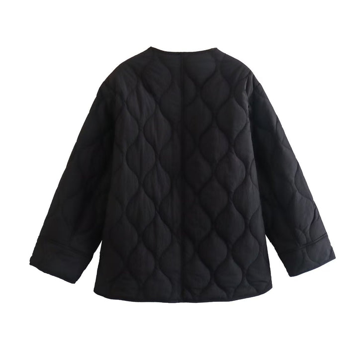 W&W Mode | Gepolsterte Jacke Damen, Leichtes Übergröße Modell Mit Taschen, Knopfverschluss