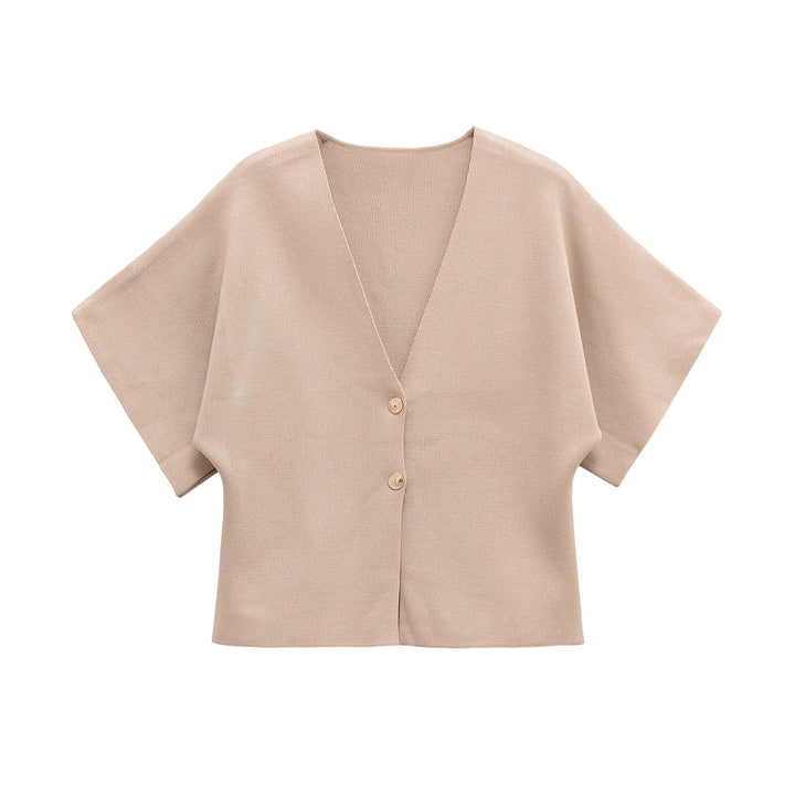 Damen leichte Strickjacke mit elegantem V-Ausschnitt und luxuriösen Knopfdetails W&W Mode