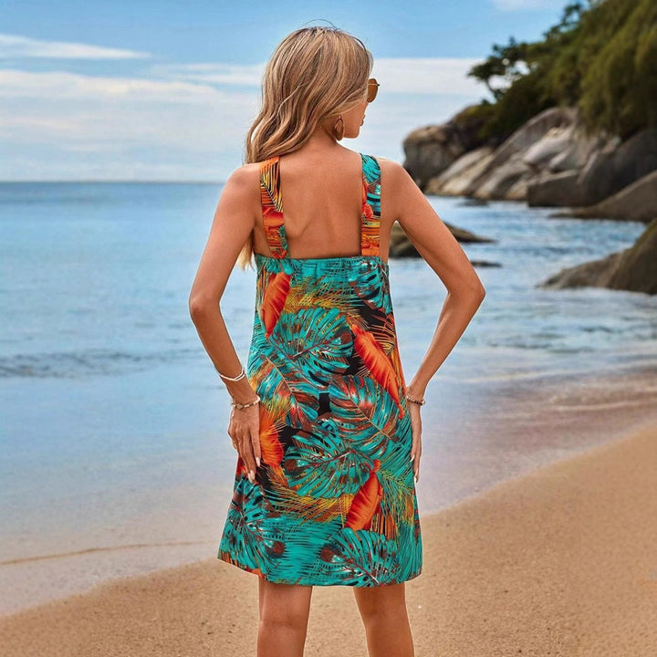 W&W Mode | Print Halter Strand Urlaub Fließendes Kleid