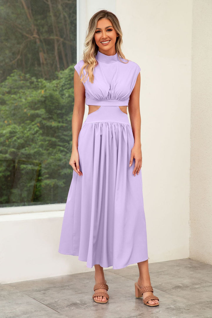 Damen Cut-Out Sommerkleid mit hohem Kragen W&W Mode