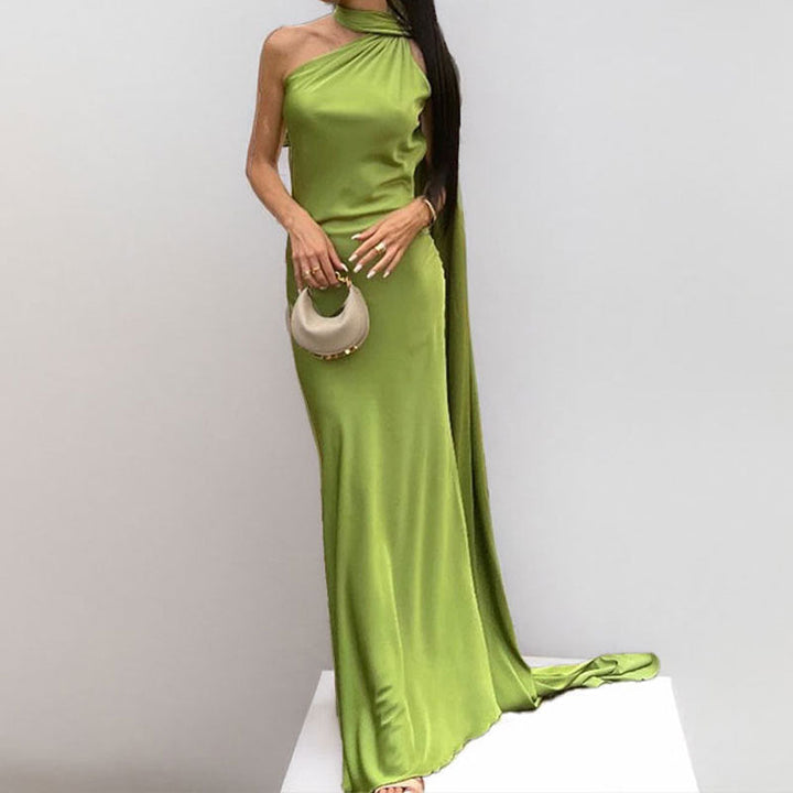 Damen Elegantes Abendkleid mit asymmetrischem Design und weichem Umhang W&W Mode