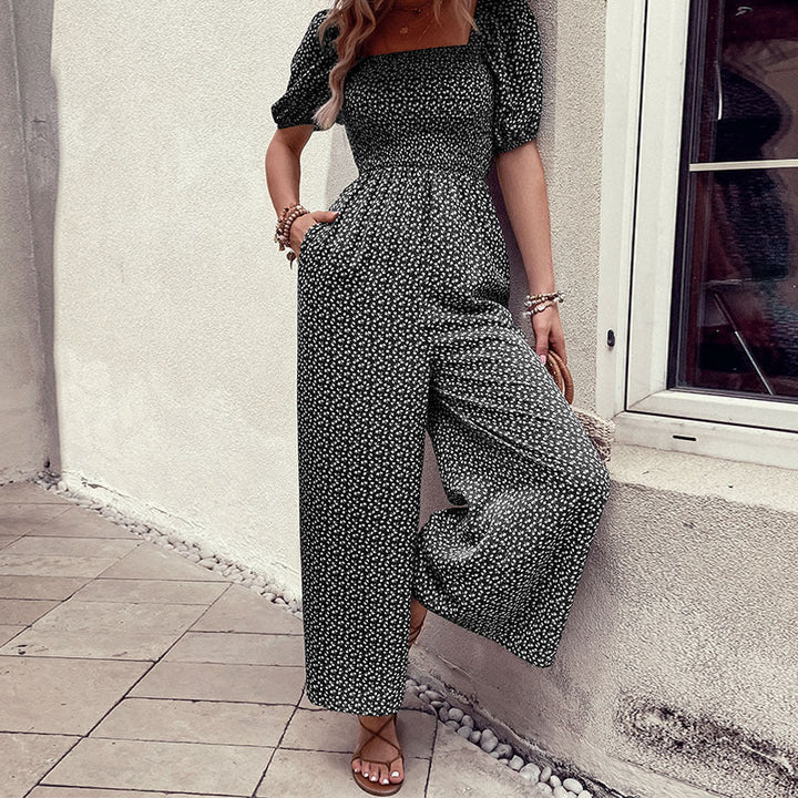 Damen Oversized Jumpsuit mit Puffärmeln und elastischem Taillenbund W&W Mode